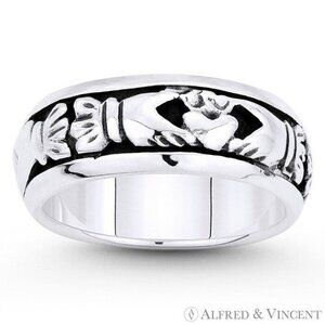 Irish Claddagh Love & Friendship Eternity Band in .925 Sterling Silver - Size 8